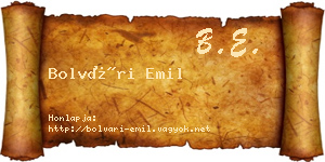 Bolvári Emil névjegykártya